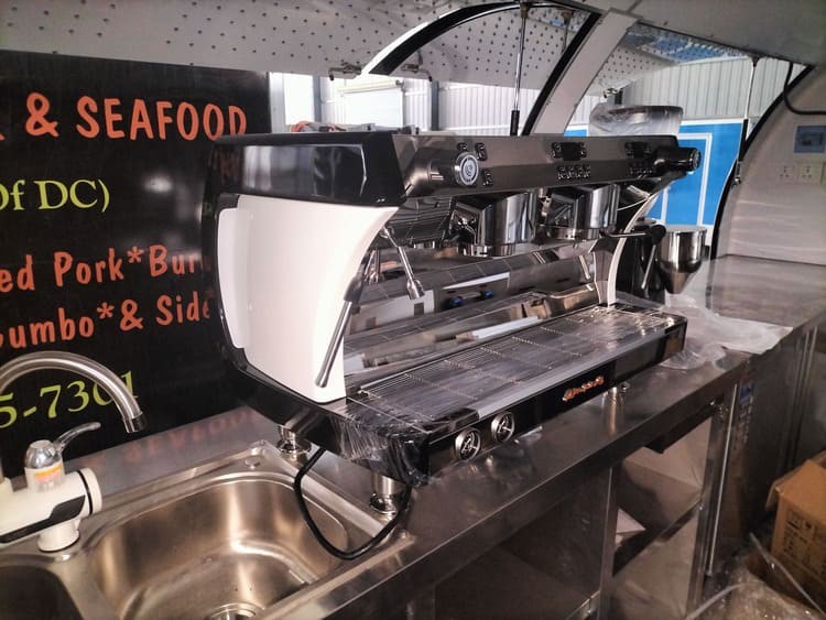 coffee making machine in the mobile coffee shop